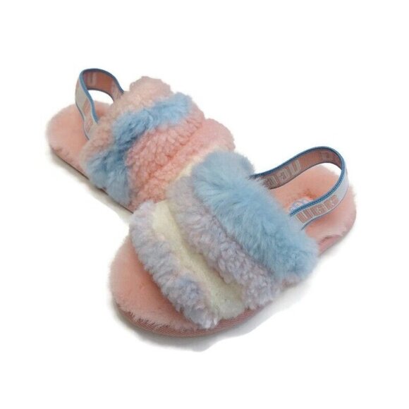 UGG Fluff Yea Slide Pride-Stripes Slippers Sz 9 Toddler Ages 4-5 Pastel 1120115T - Picture 4 of 8
